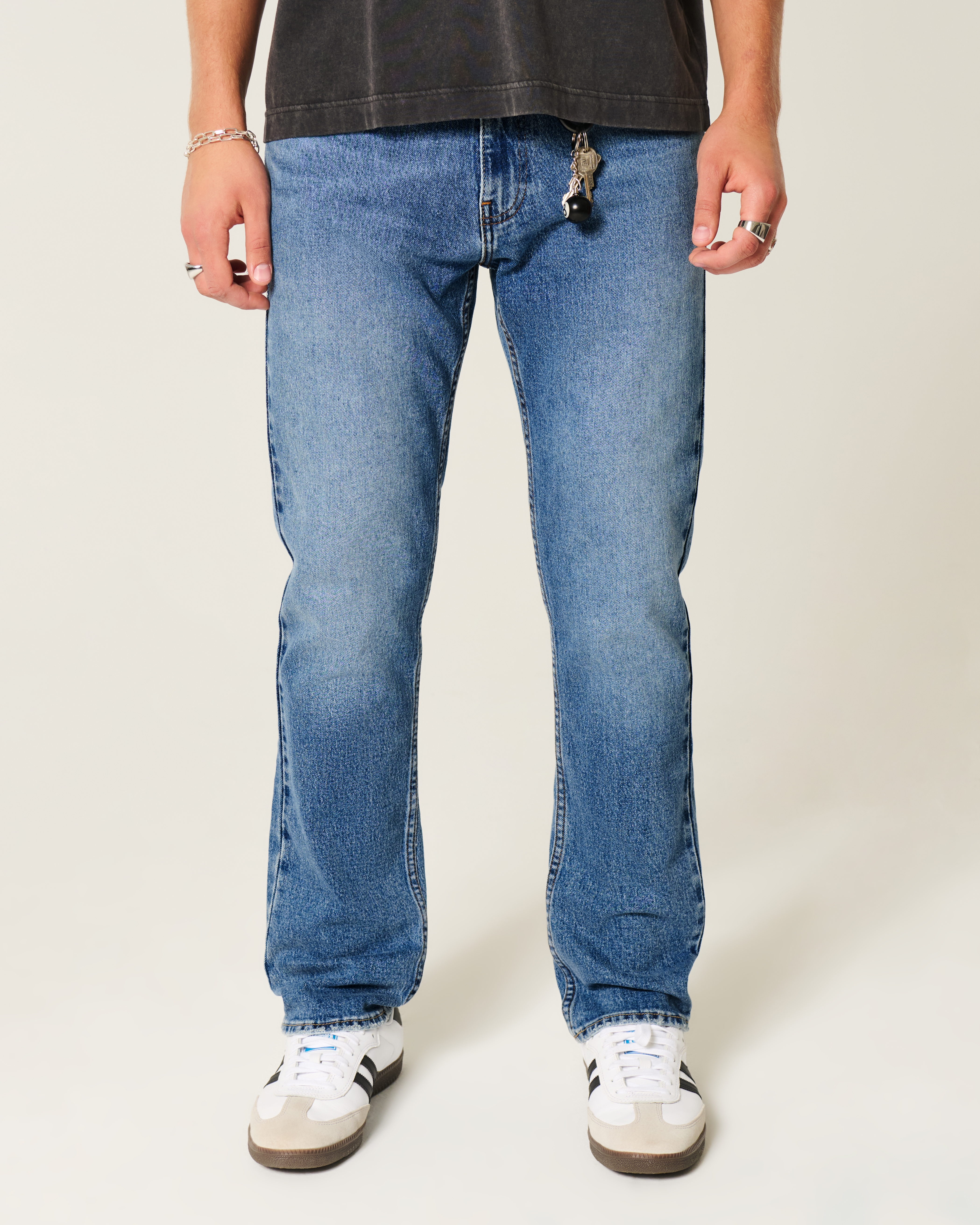 Medium Wash Slim Straight Jeans