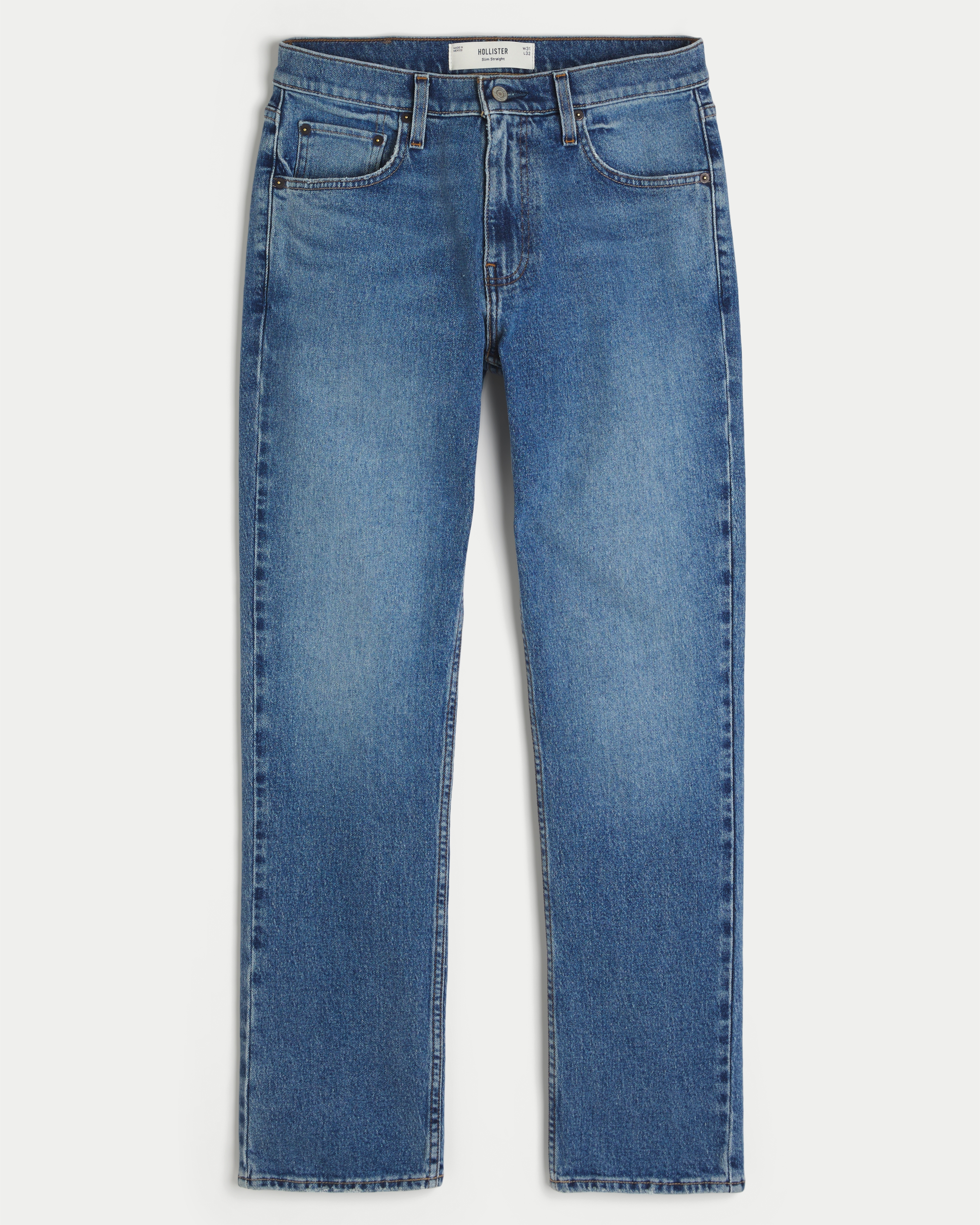 Medium Wash Slim Straight Jeans