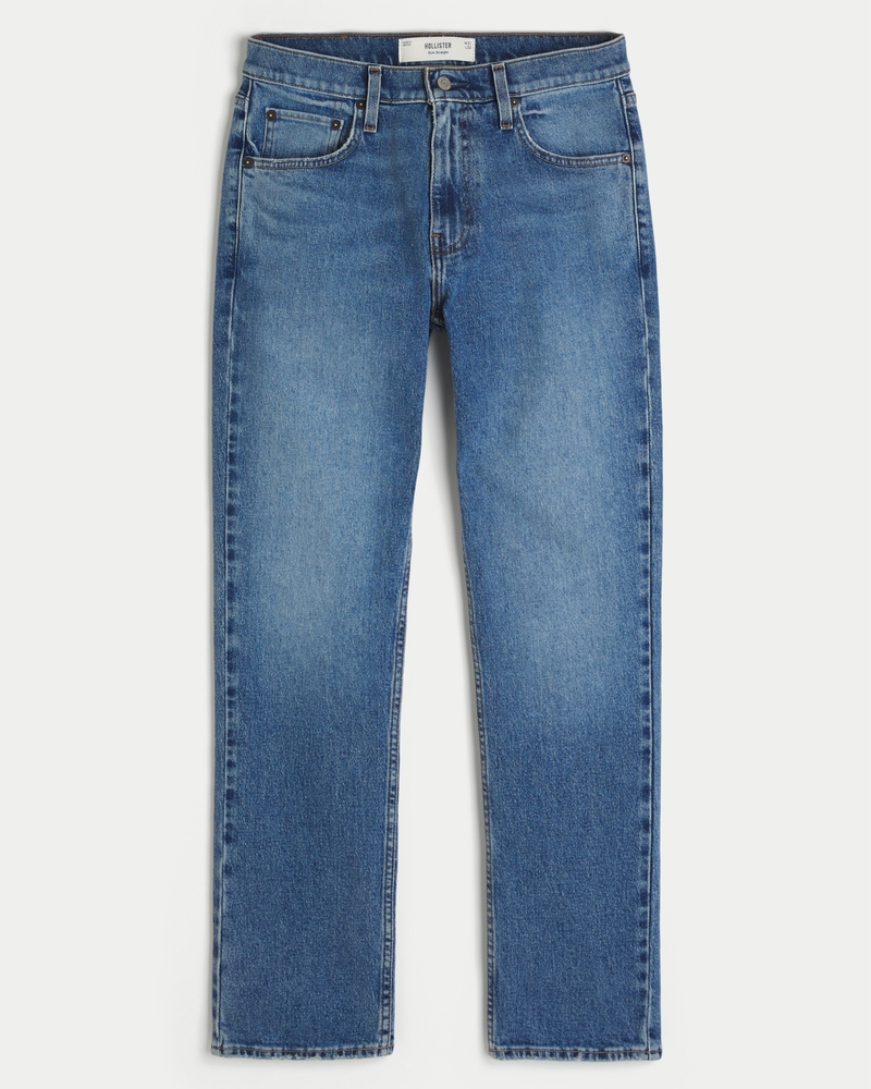 Medium Wash Slim Straight Jeans