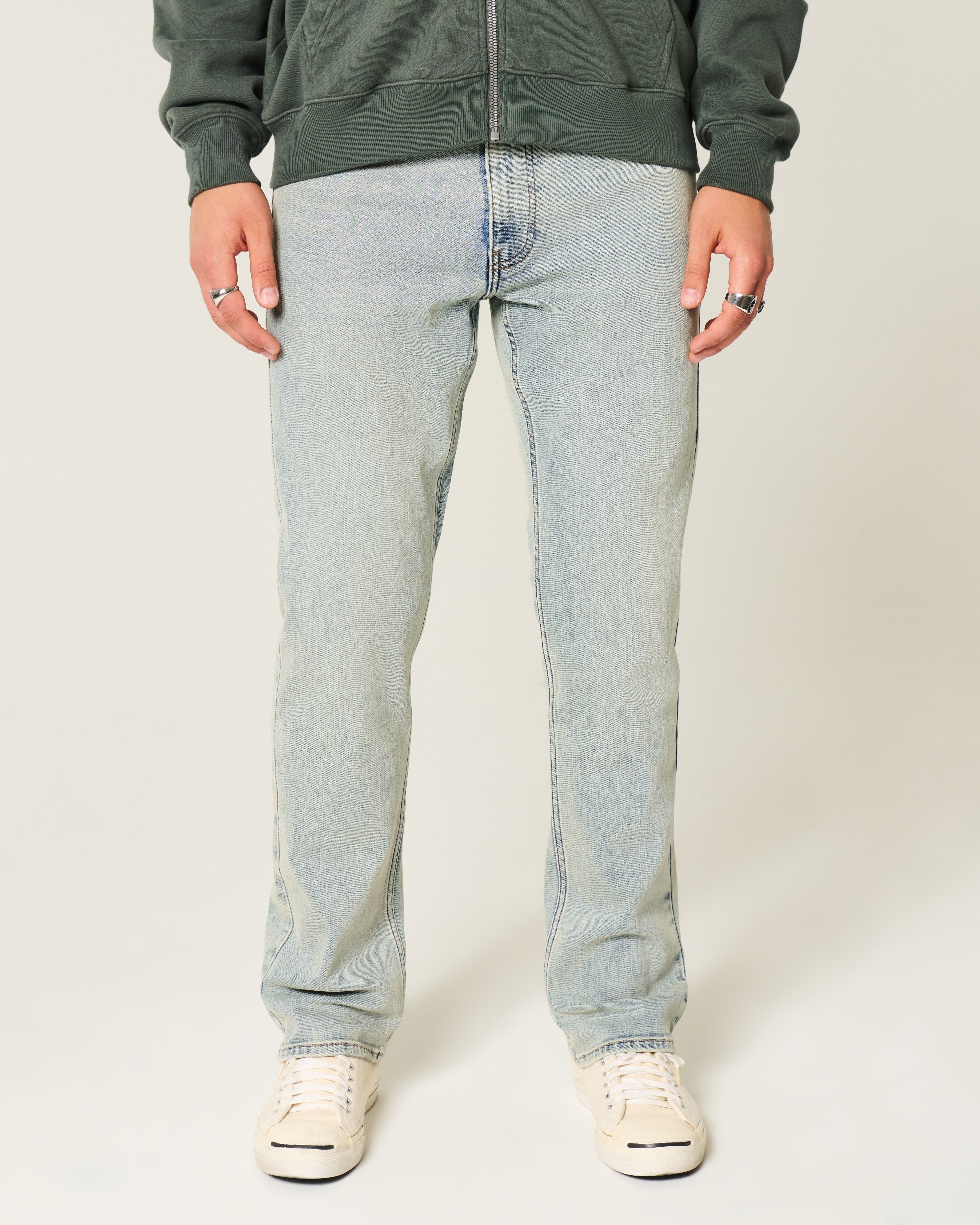 Light Wash Slim Straight Jeans