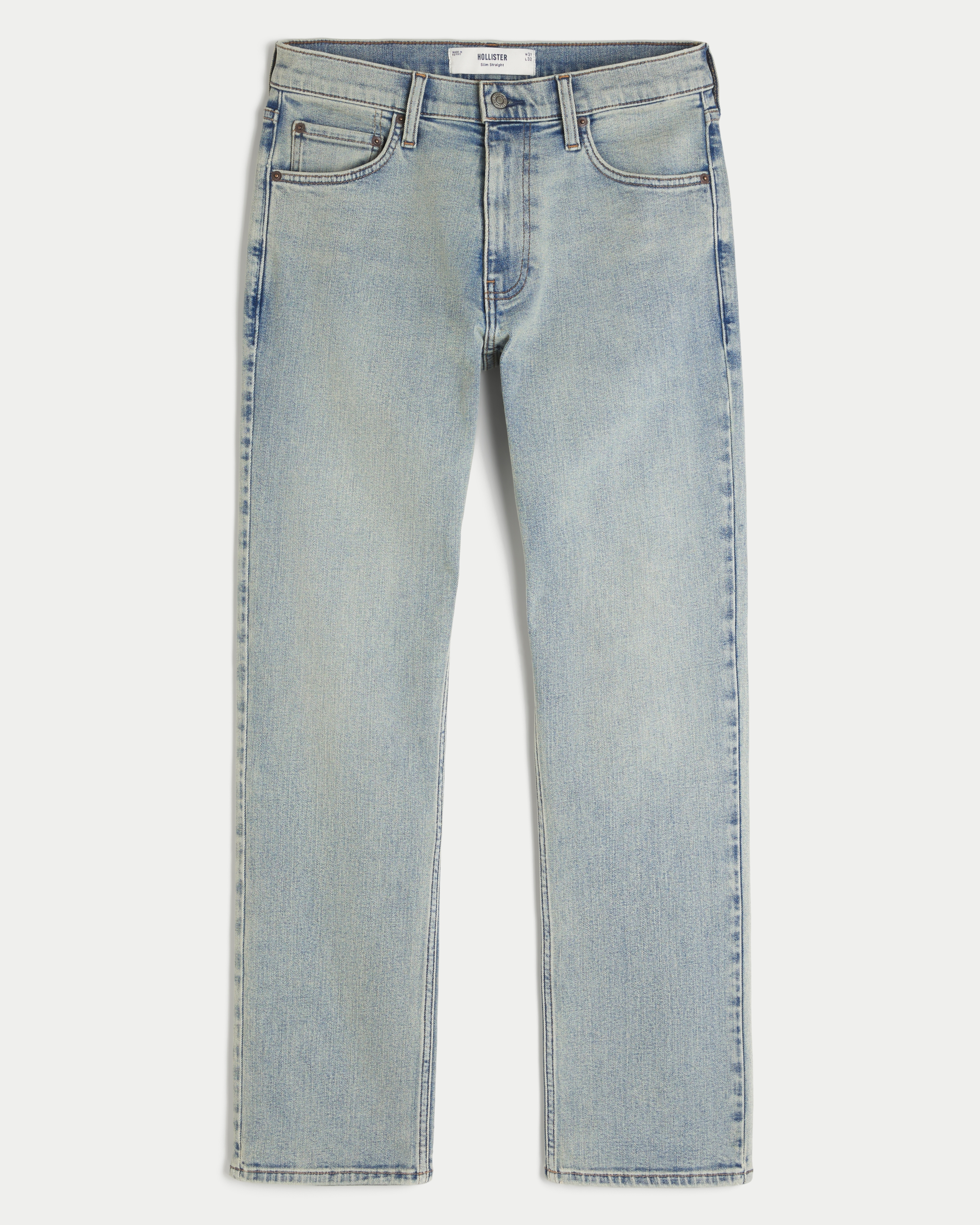 Light Wash Slim Straight Jeans