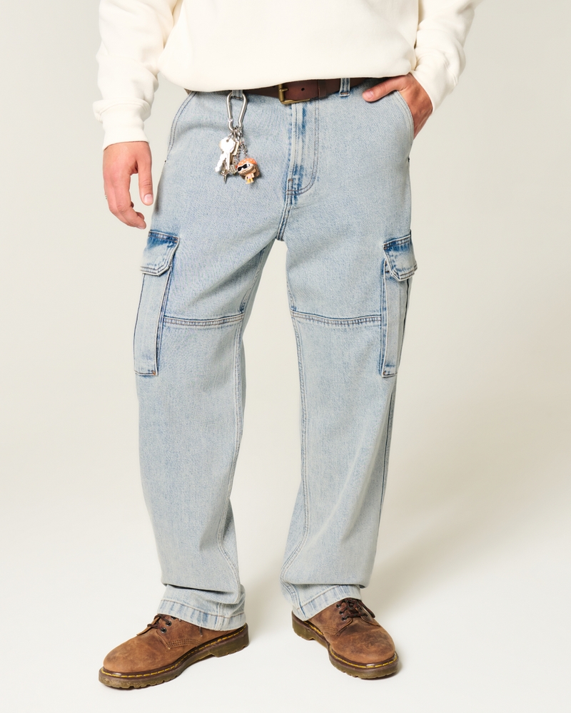 Light Wash Baggy Cargo Jeans
