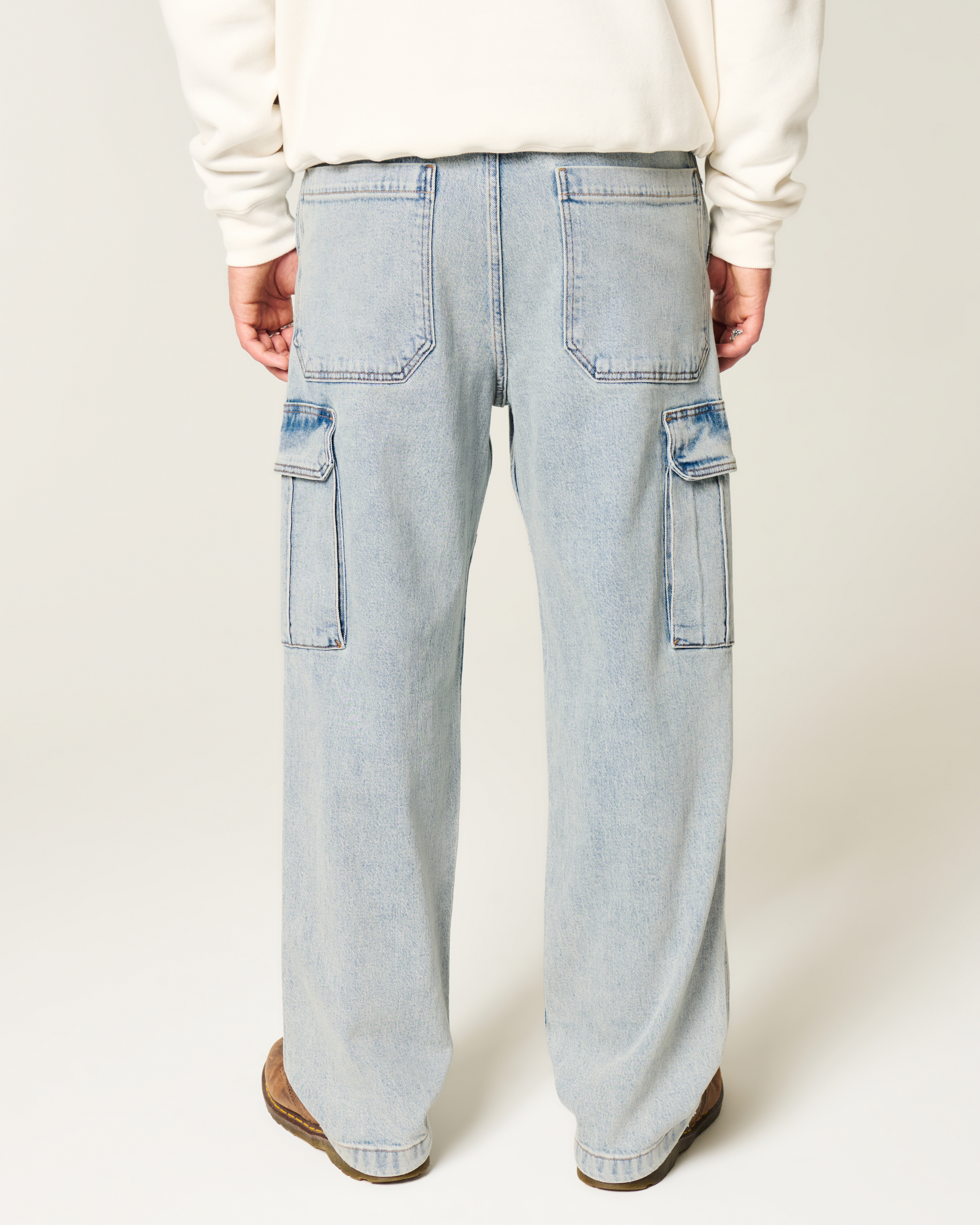 Light Wash Baggy Cargo Jeans