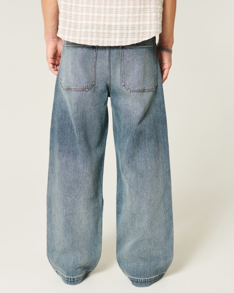 Medium Wash Seamed Super Baggy Jeans