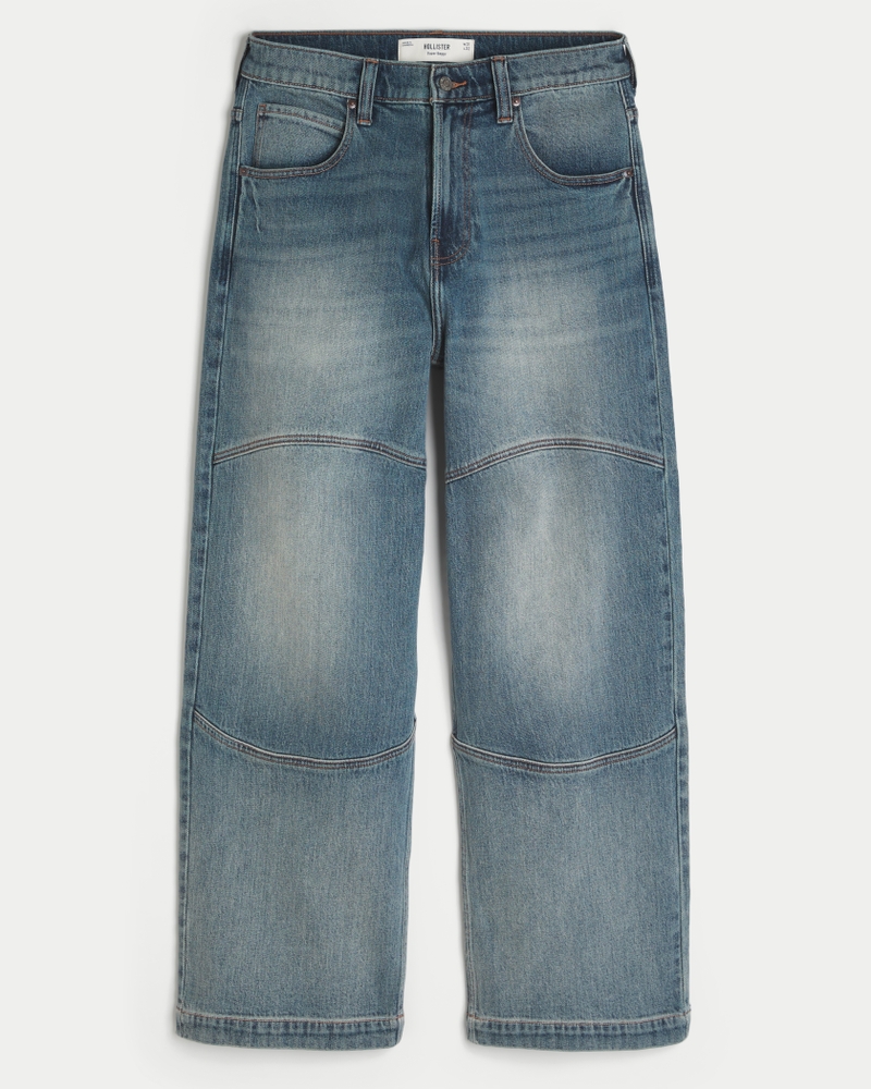 Medium Wash Seamed Super Baggy Jeans