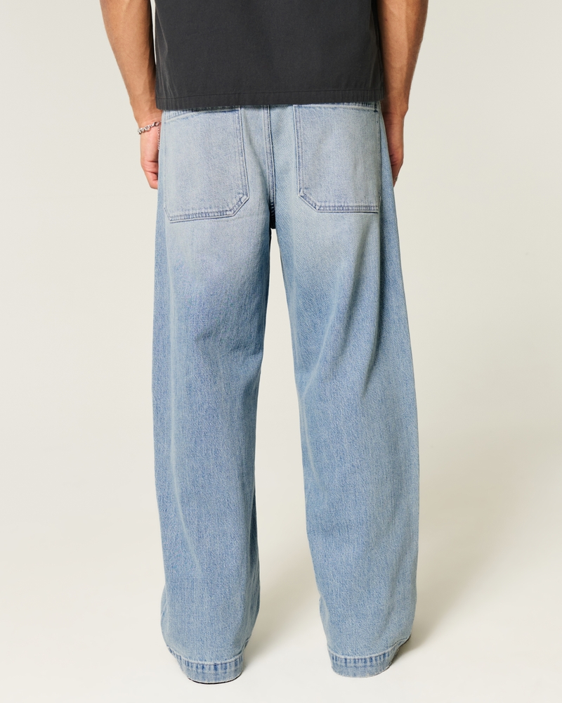 Light Wash Seamed Super Baggy Jeans