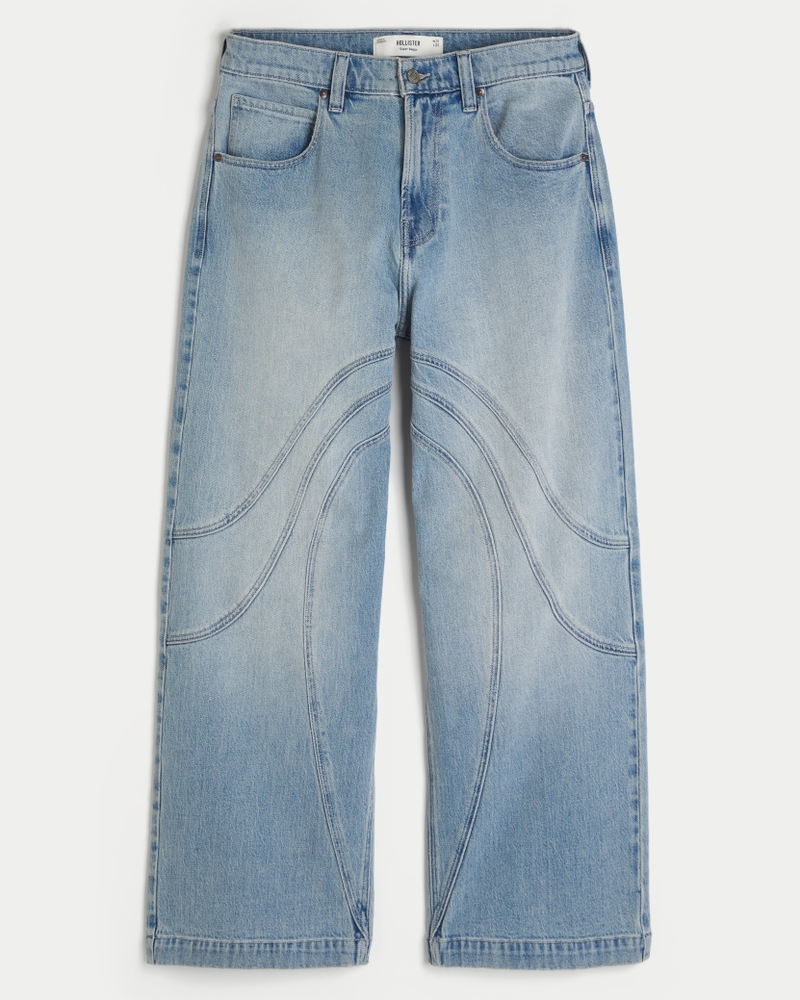 Light Wash Seamed Super Baggy Jeans