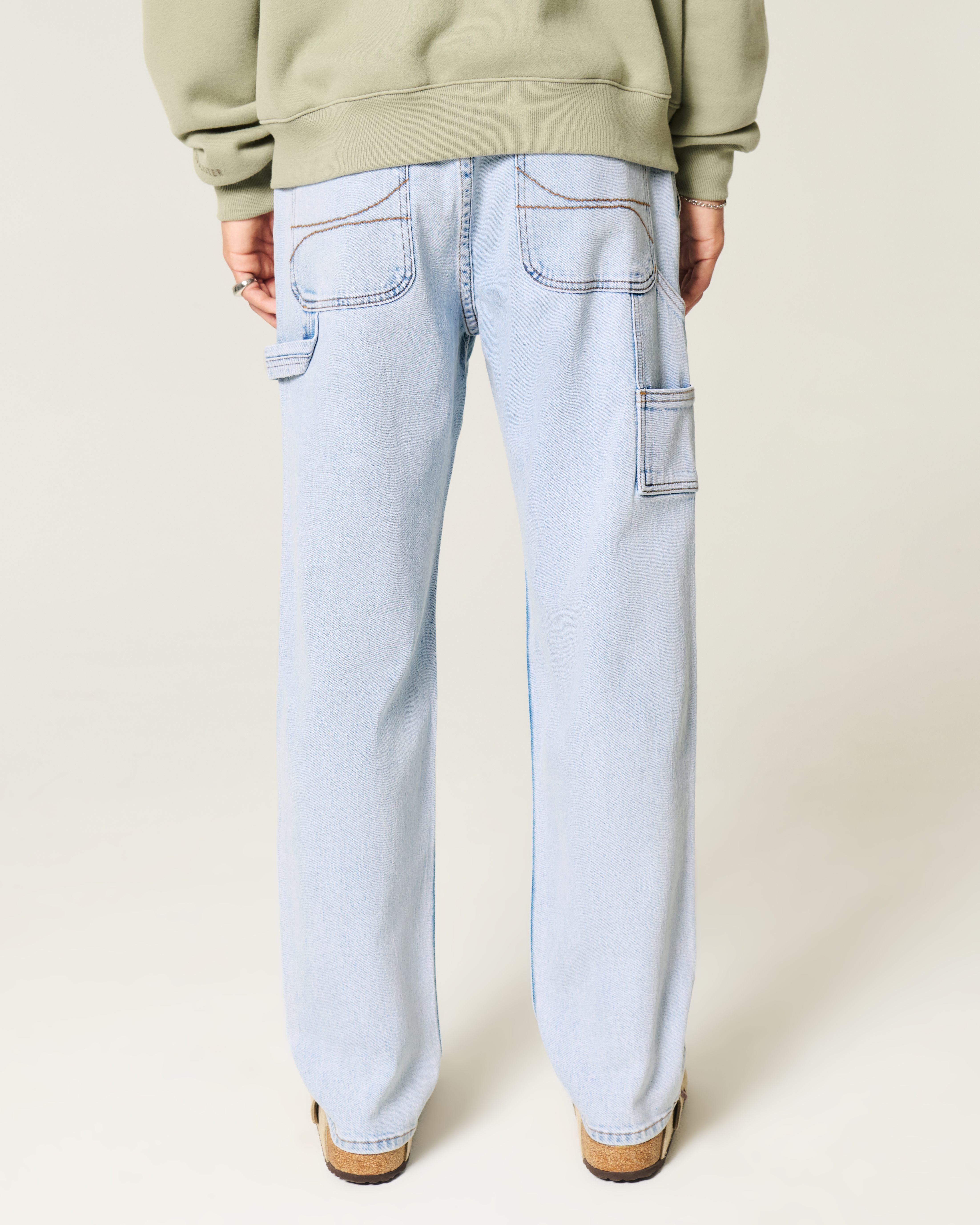 Men's Light Wash Loose Painter Jeans | Men's Bottoms