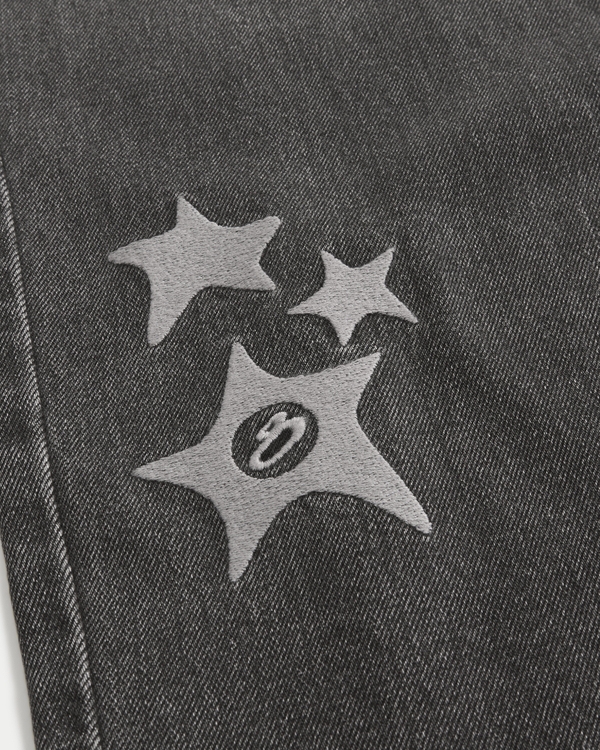 Washed Black Star Graphic Baggy Jeans