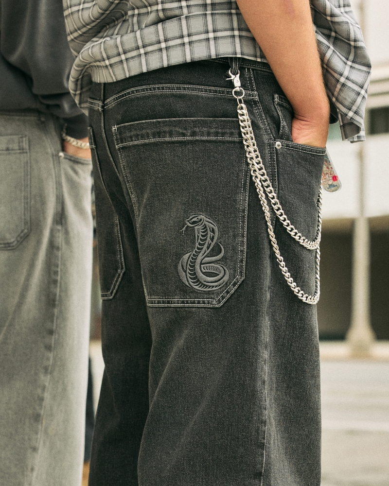Washed Black Skater Baggy Jeans