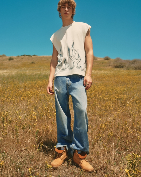Medium Wash Super Baggy Jeans, Tinted Medium view 1