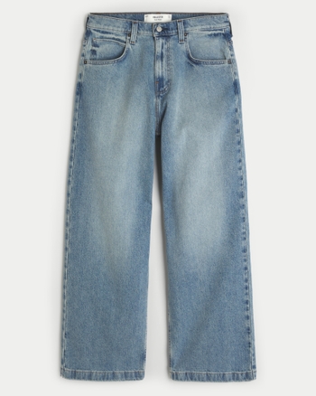 Men's Medium Wash Super Baggy Jeans | Men's Bottoms | HollisterCo.ca