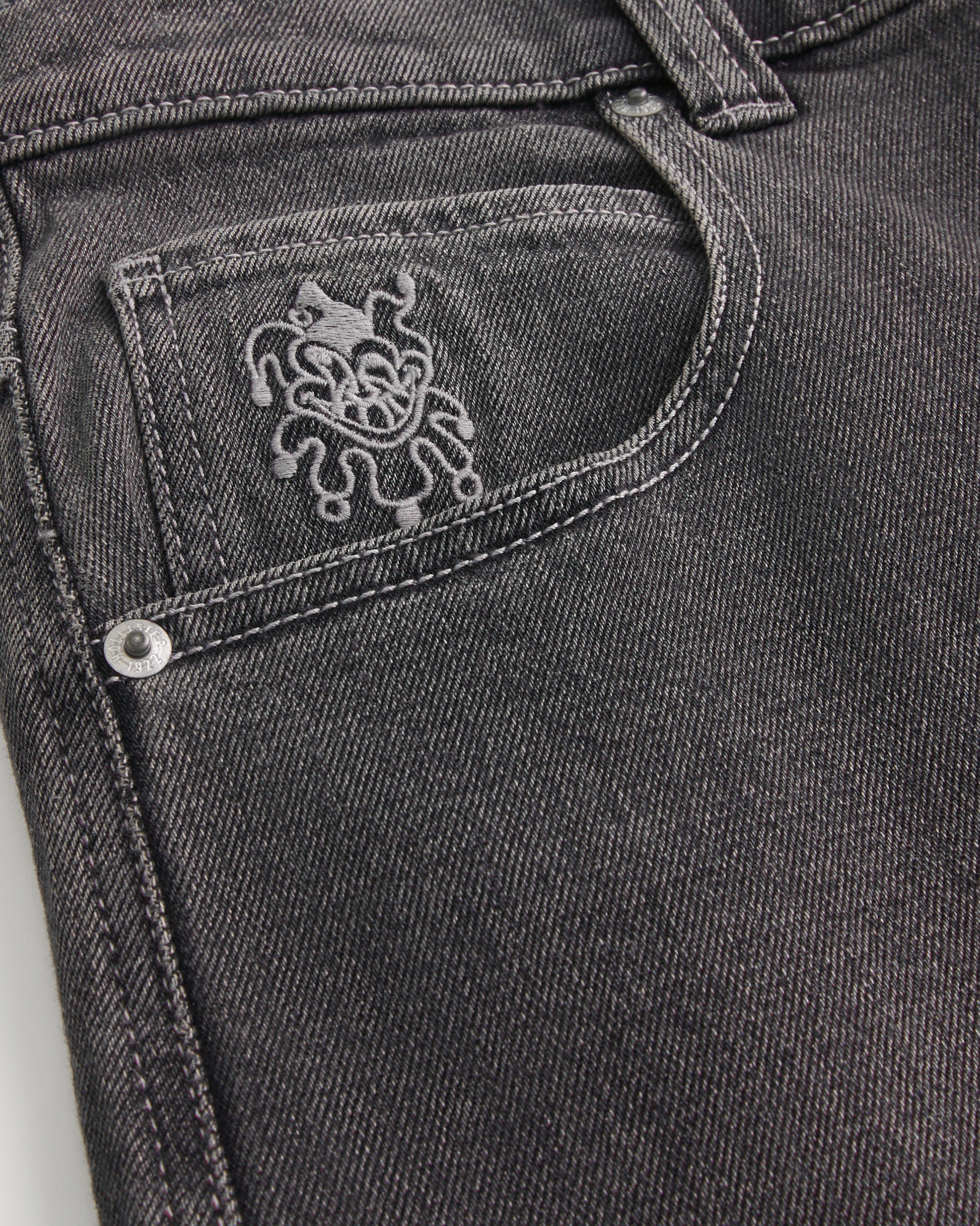 Washed Black Playing Card Joker Graphic Skater Baggy Jeans