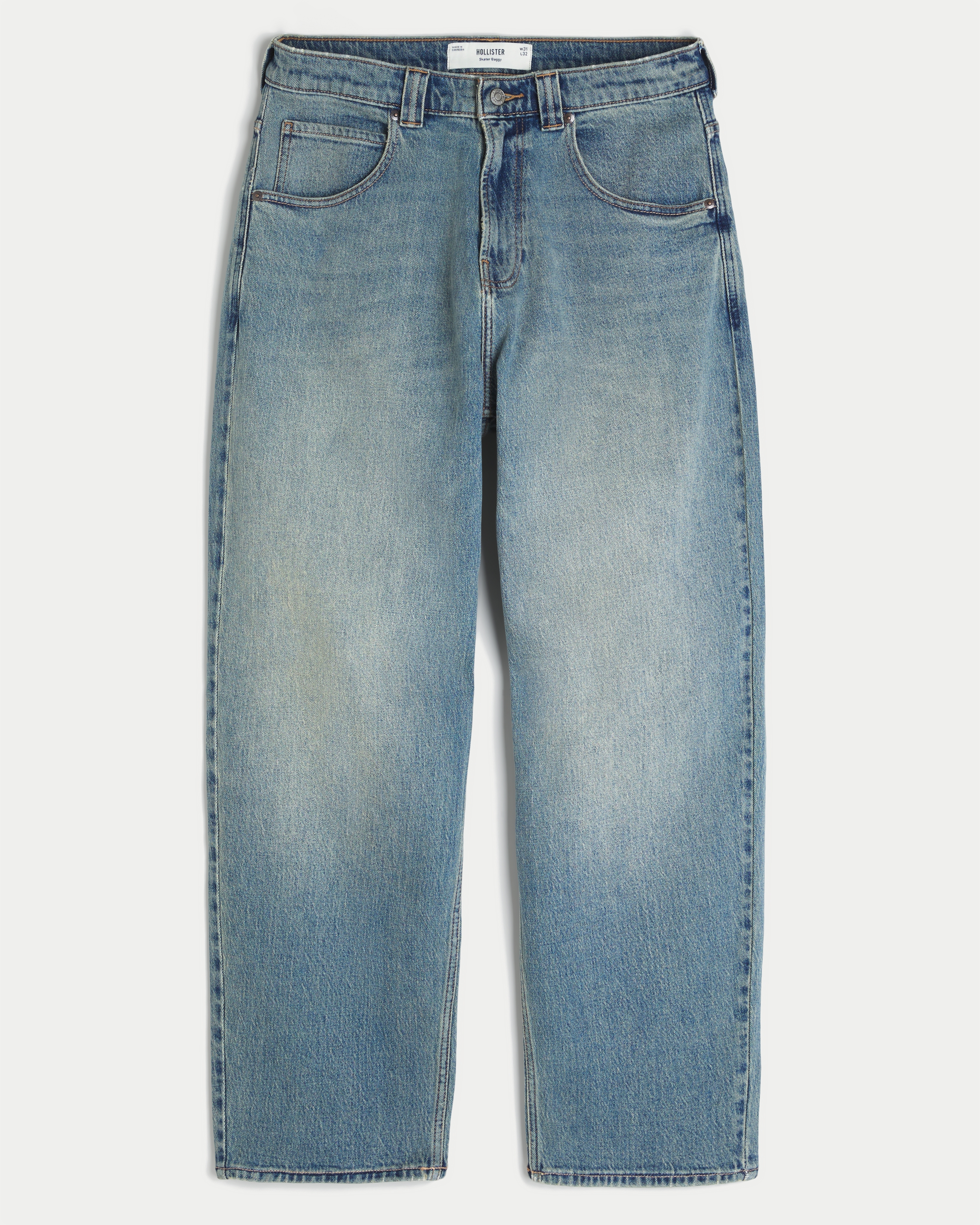 Medium Wash Hollywood Graphic Skater Baggy Jeans