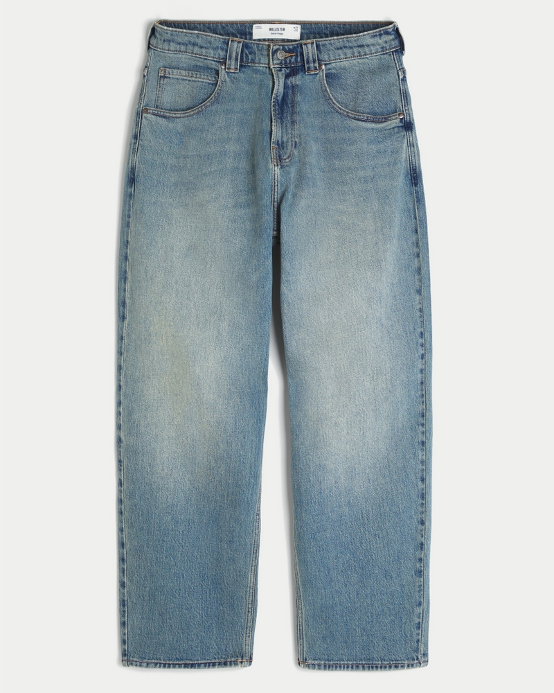 Medium Wash Hollywood Graphic Skater Baggy Jeans