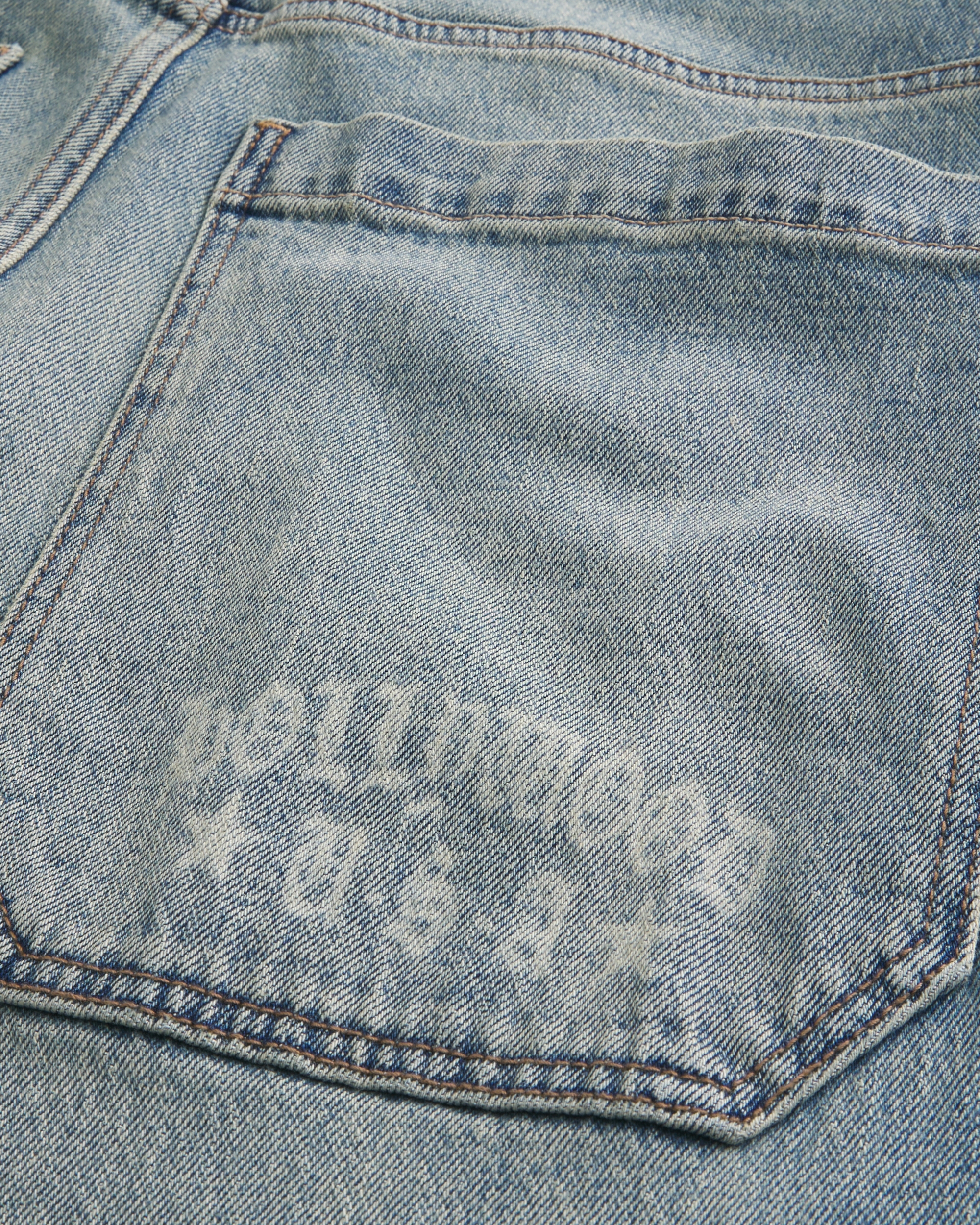 Medium Wash Hollywood Graphic Skater Baggy Jeans