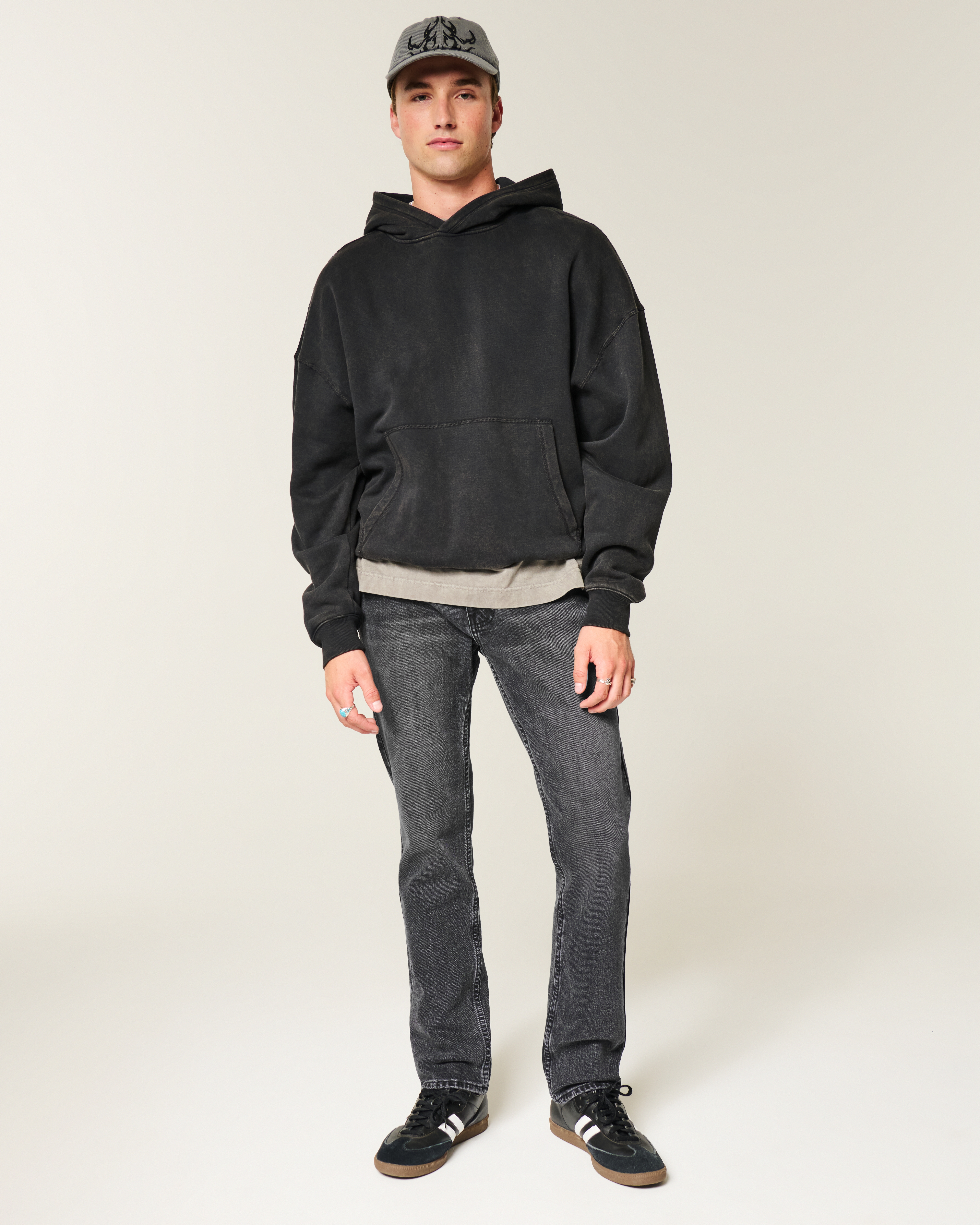 Washed Black Slim Straight Jeans
