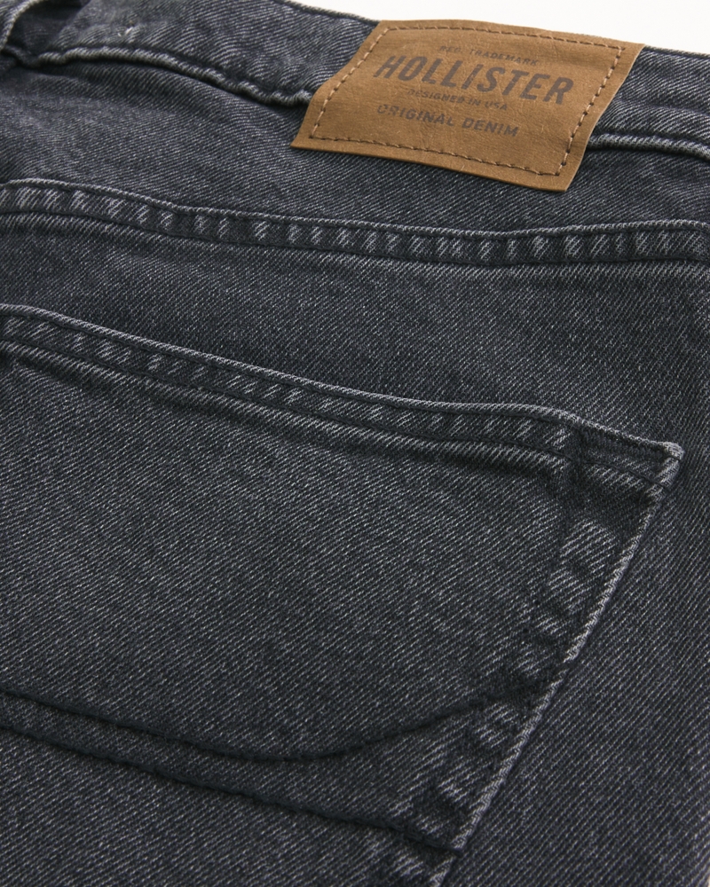 Washed Black Slim Straight Jeans