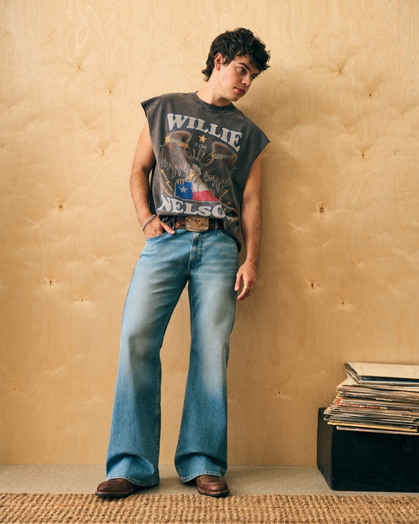 Medium Wash Flare Jeans, Medium view 1