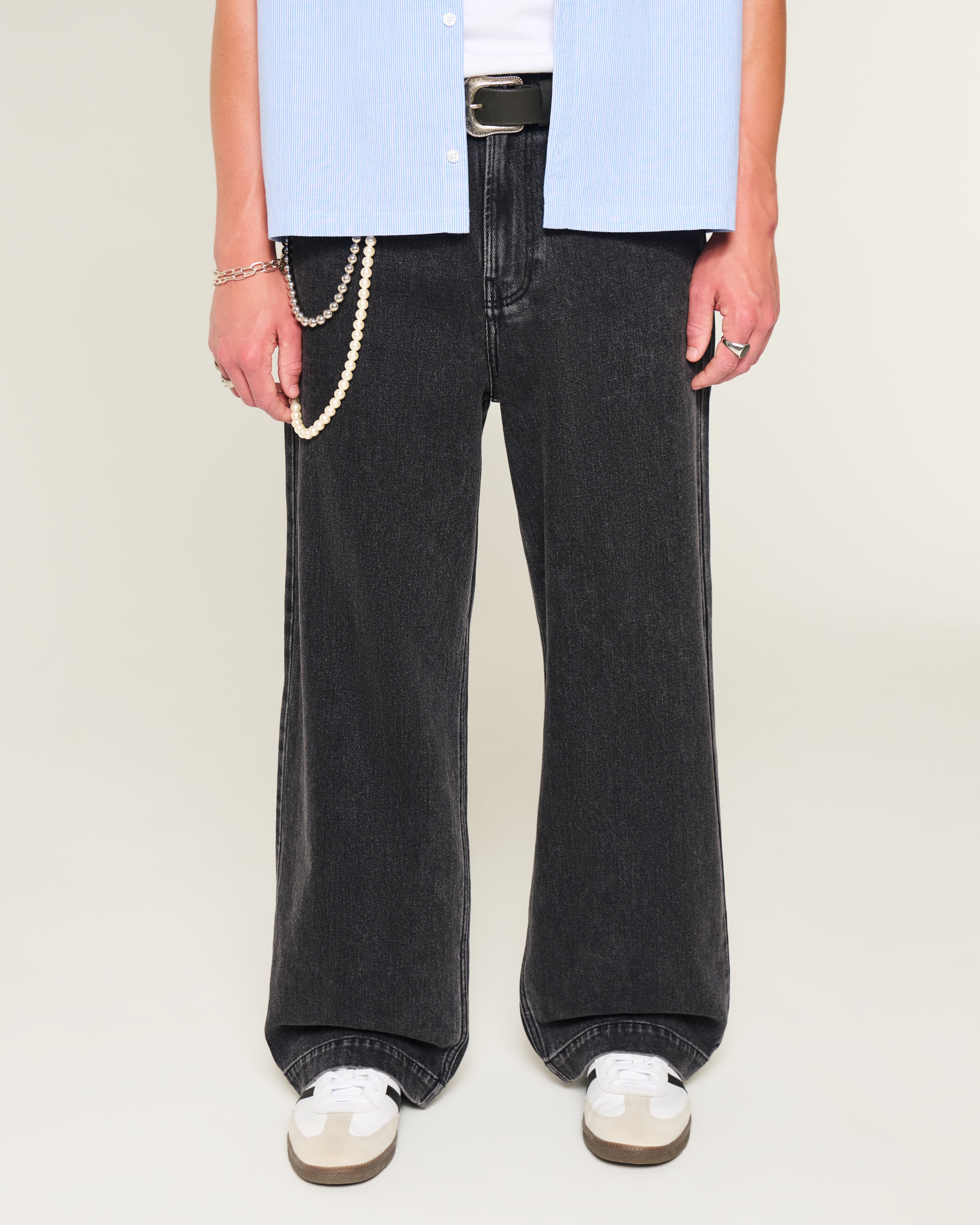 Washed Black Star Graphic Super Baggy Jeans