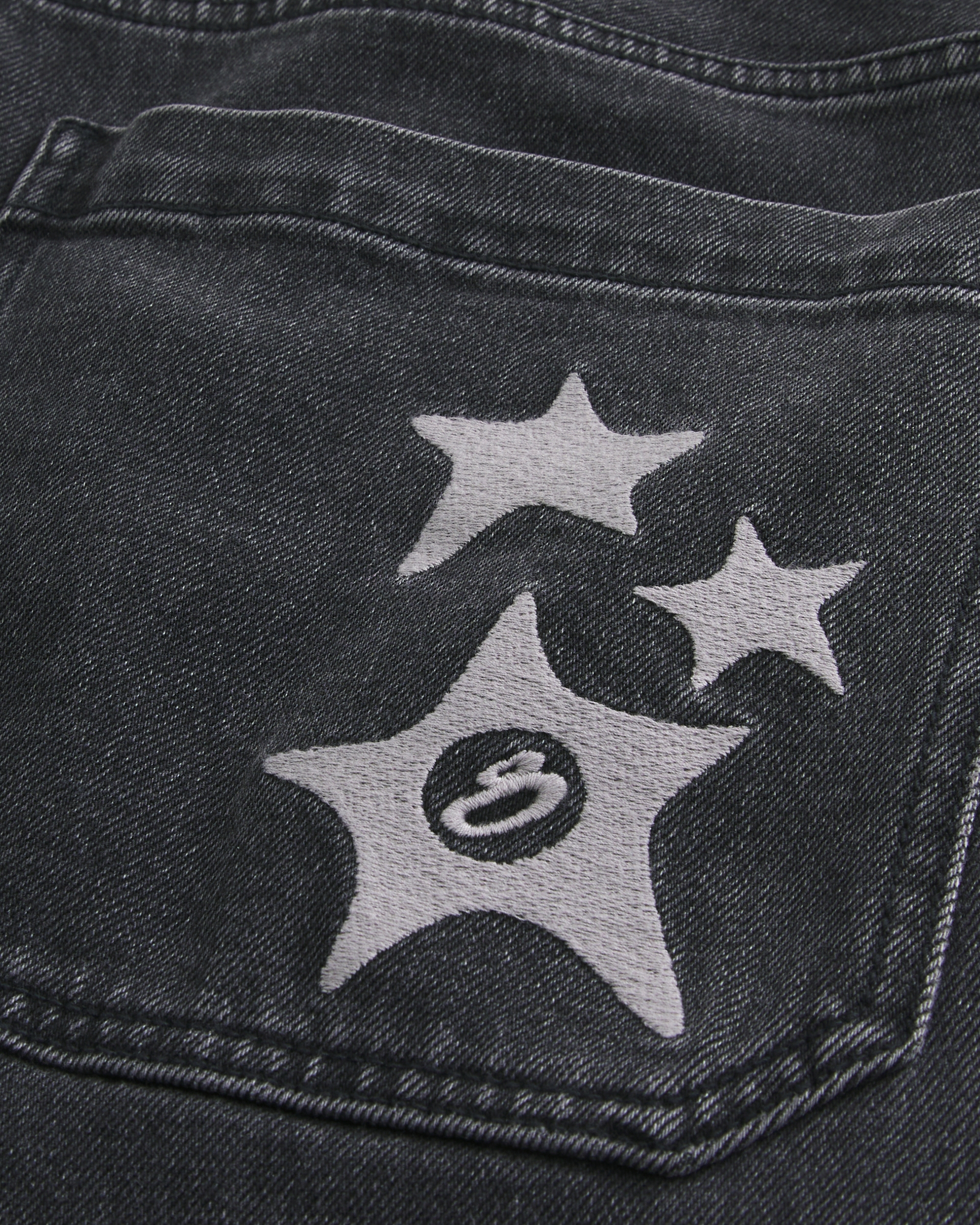 Washed Black Star Graphic Super Baggy Jeans