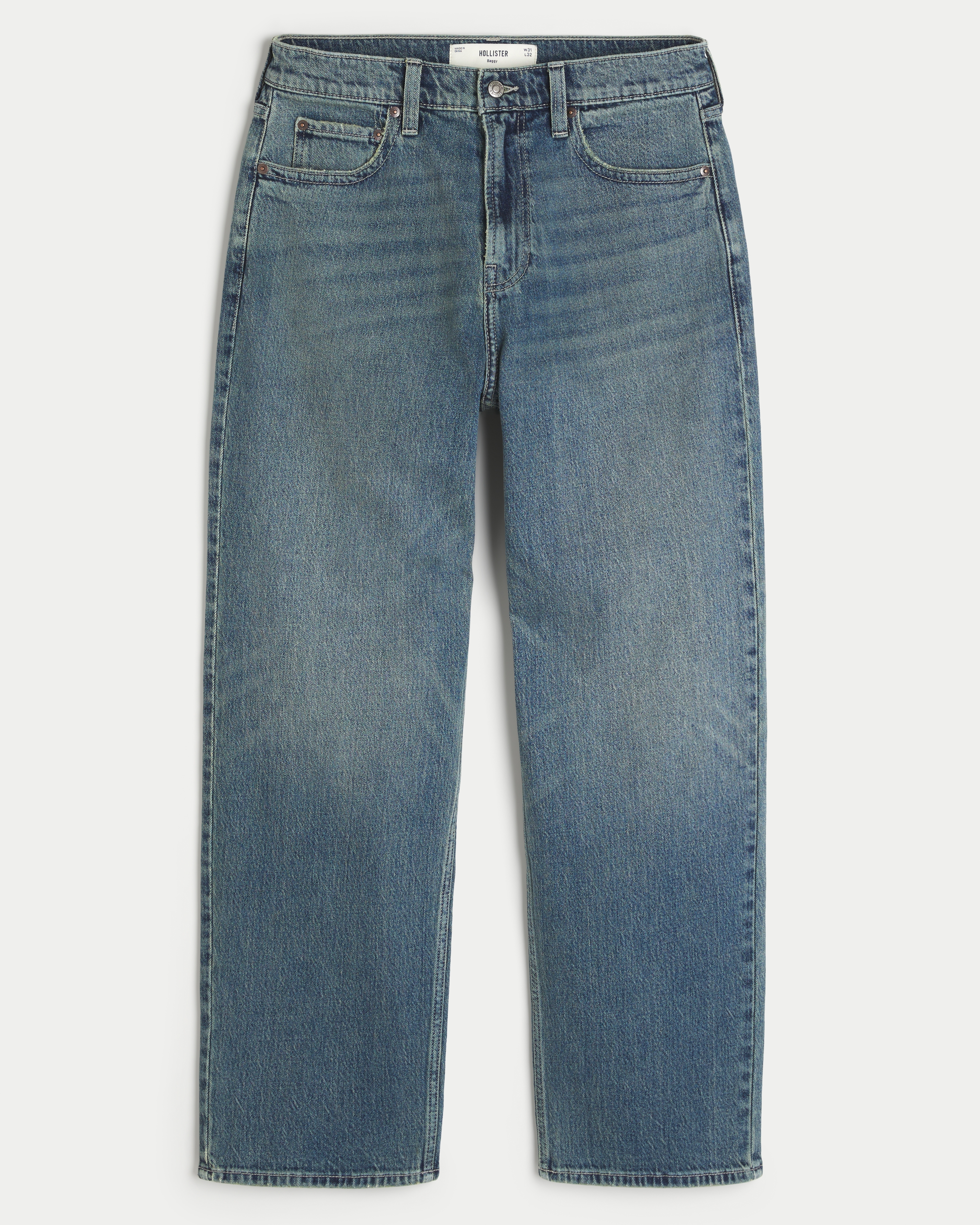 Medium Wash Snake Graphic Baggy Jeans