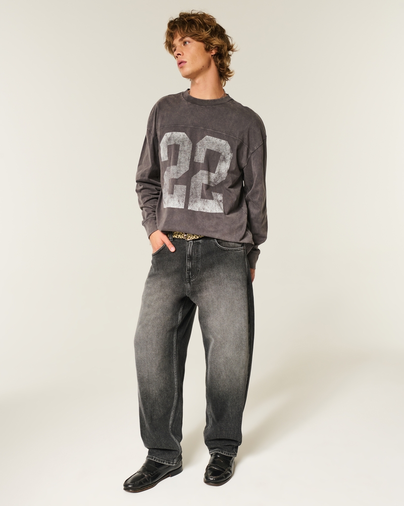 Washed Black Skater Baggy Jeans