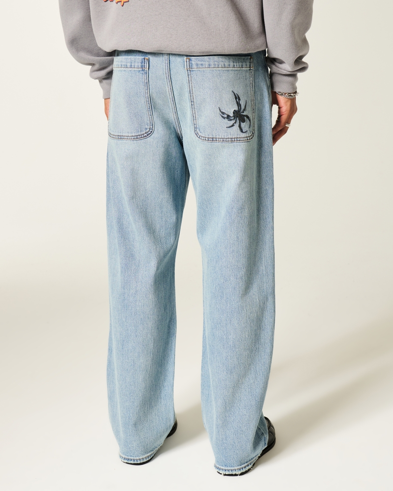 Spider Embroidery Baggy Jeans