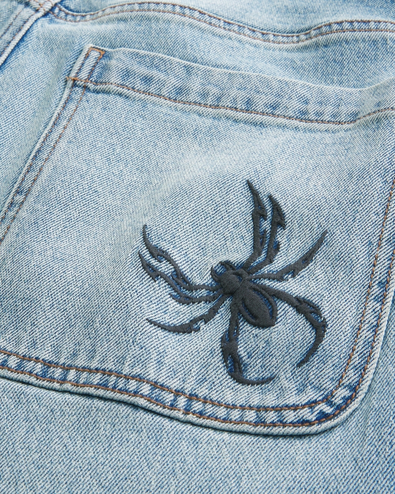 Spider Embroidery Baggy Jeans