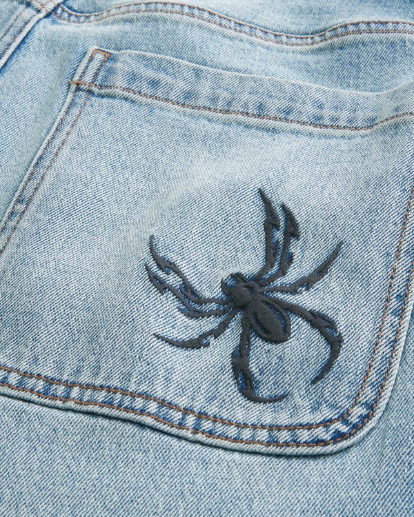 Spider Embroidery Baggy Jeans, Light view 2