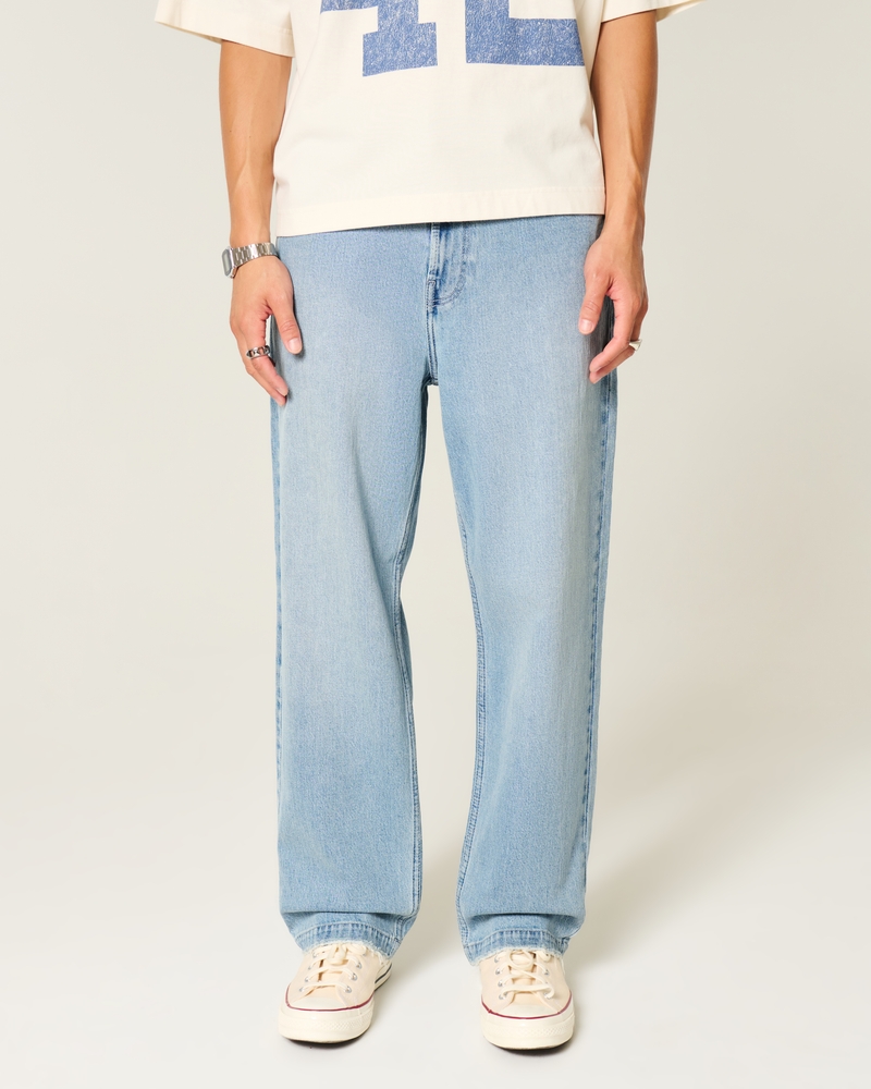 Light Wash Embroidered Baggy Jeans