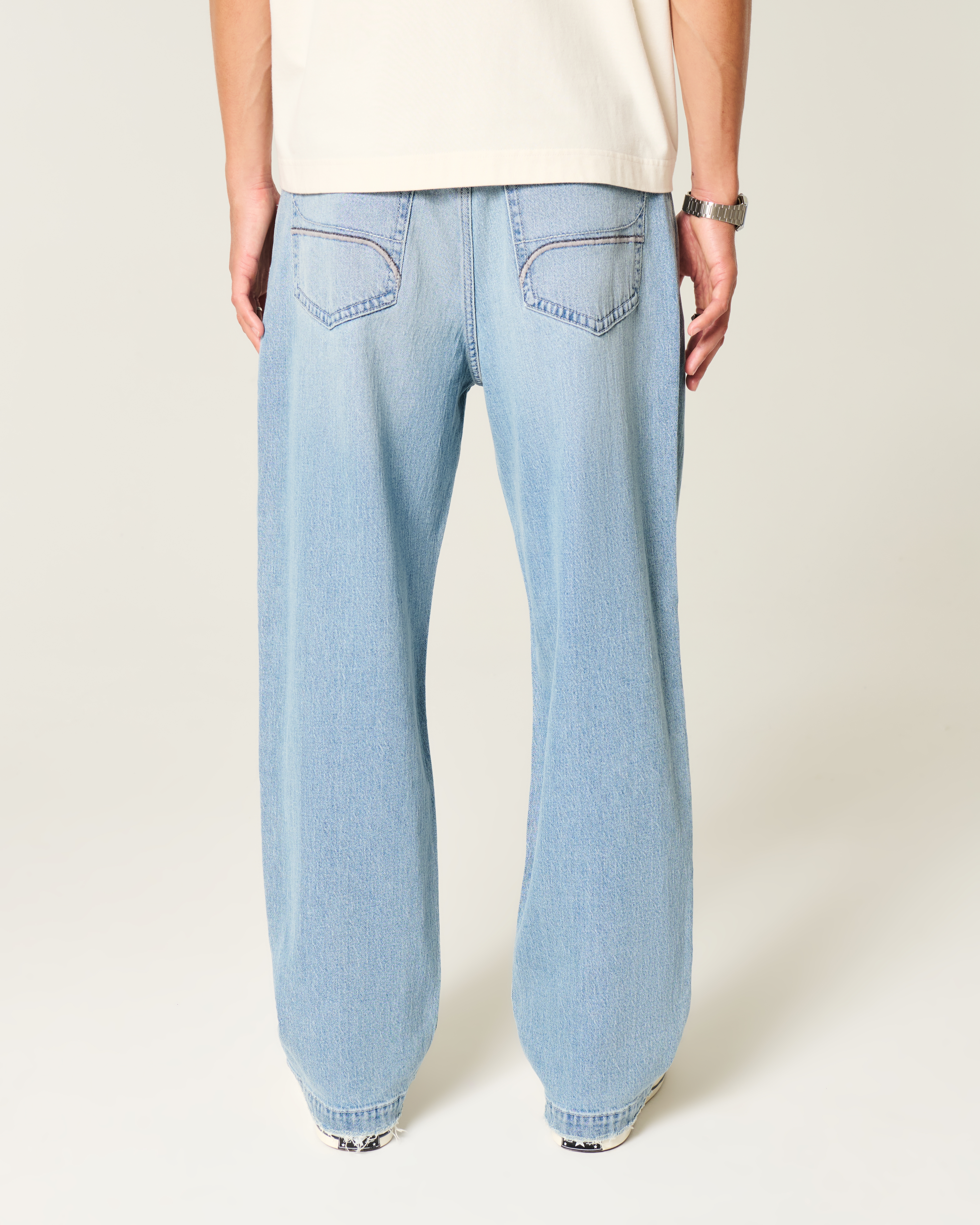Light Wash Embroidered Baggy Jeans
