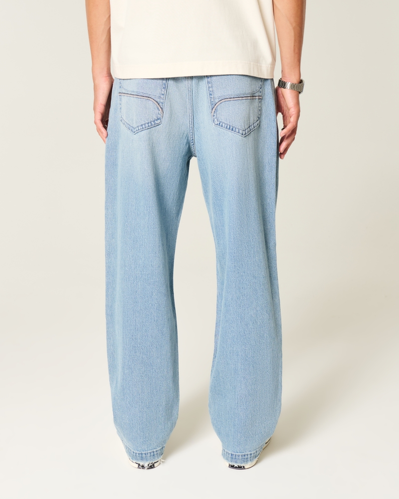 Light Wash Embroidered Baggy Jeans