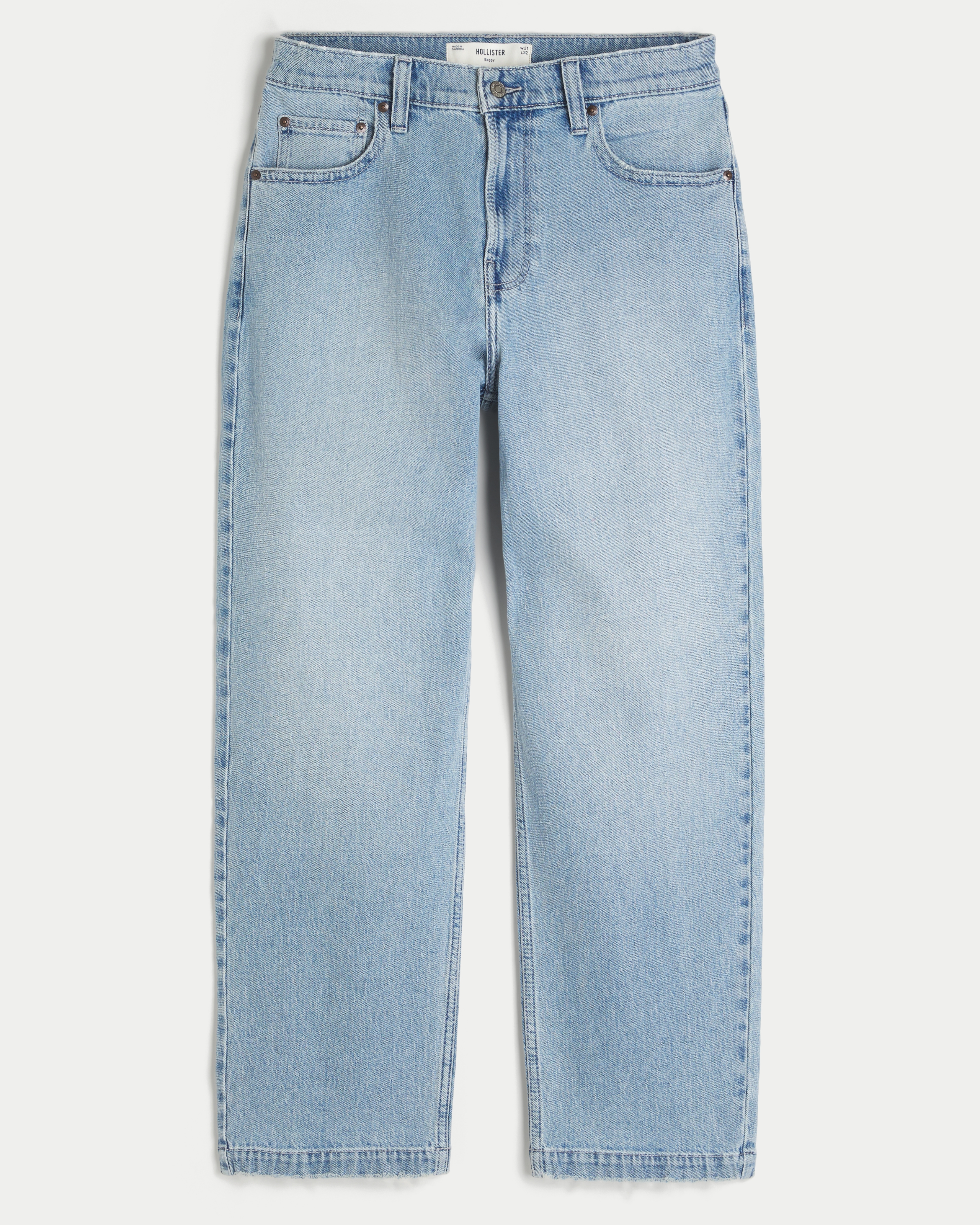 Light Wash Embroidered Baggy Jeans