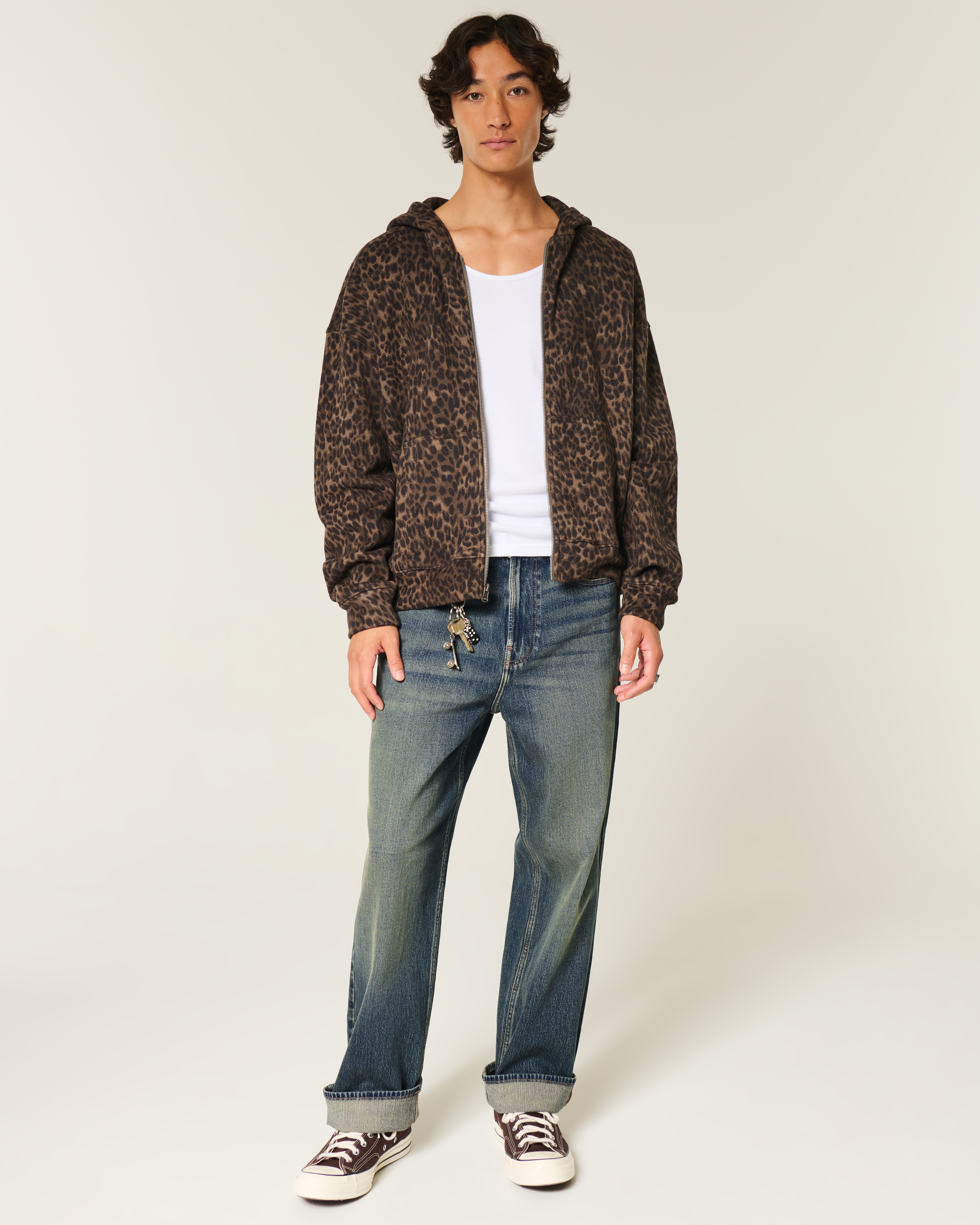 Dark Wash Embroidered Baggy Jeans