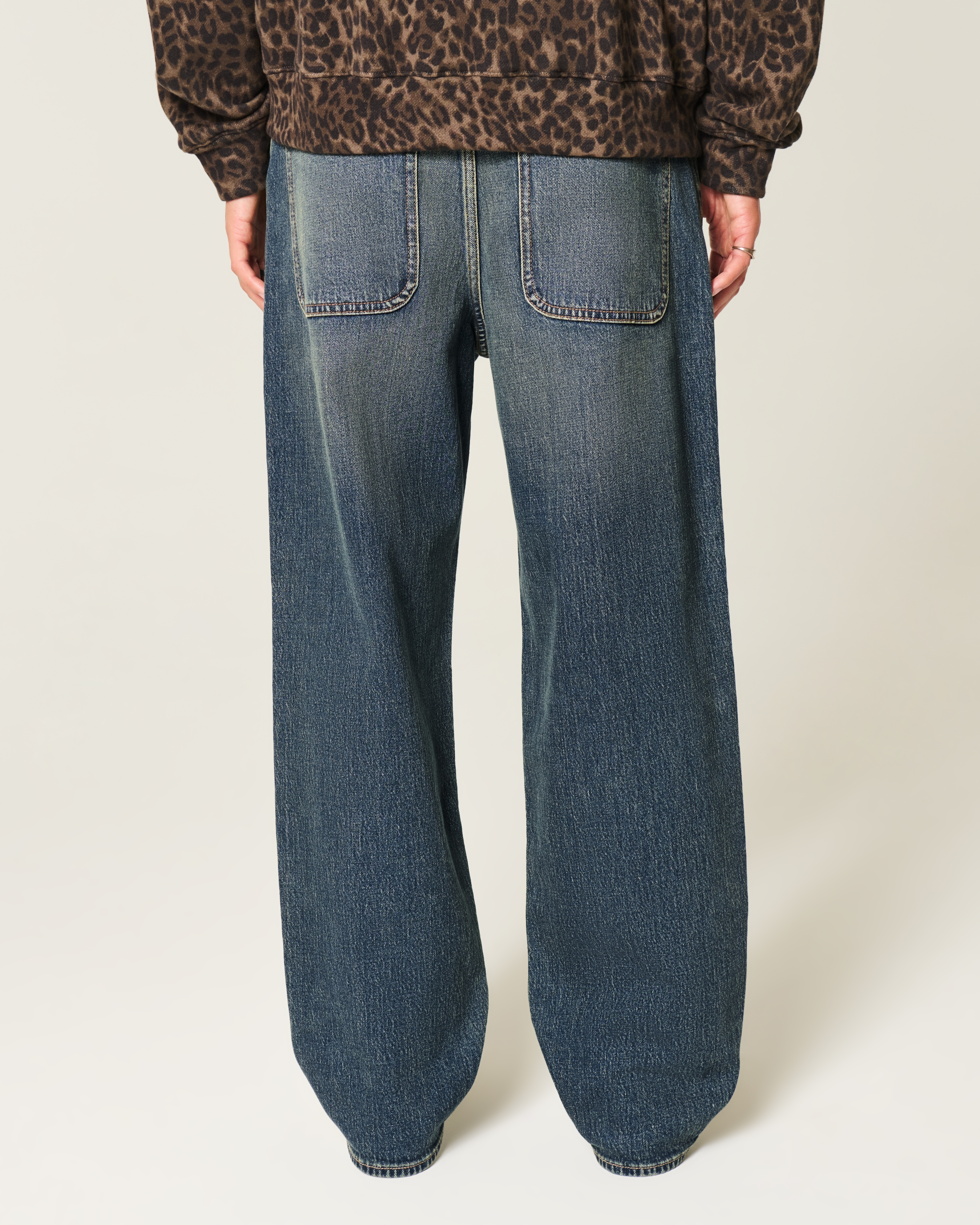 Dark Wash Embroidered Baggy Jeans