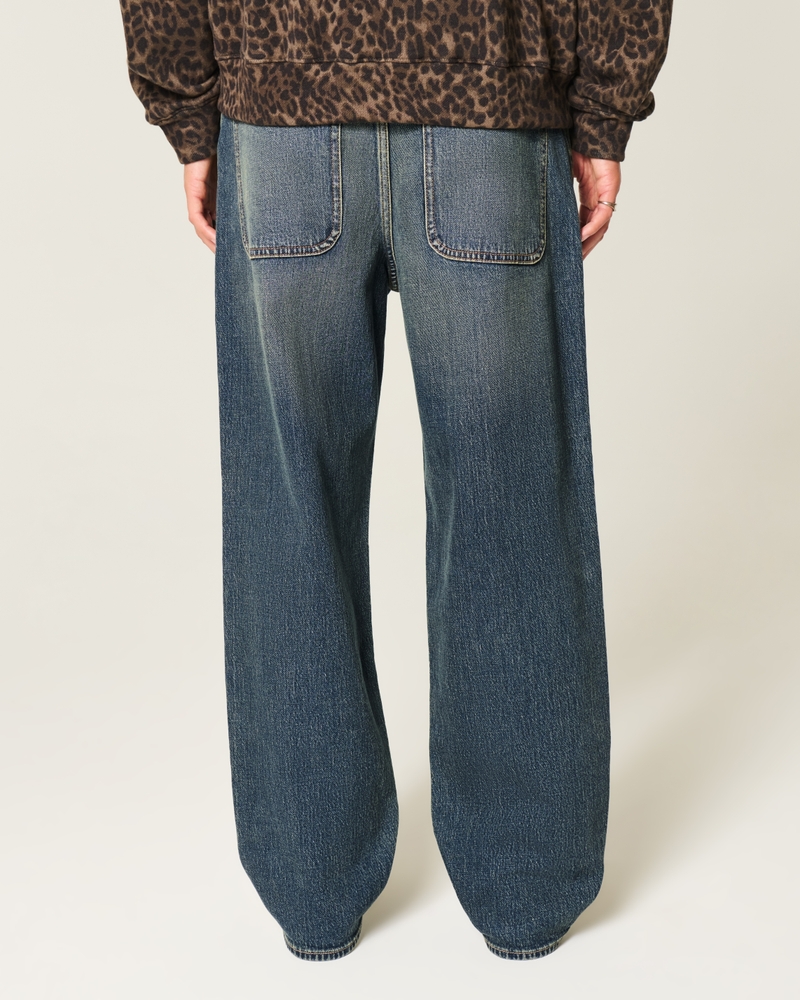 Dark Wash Embroidered Baggy Jeans