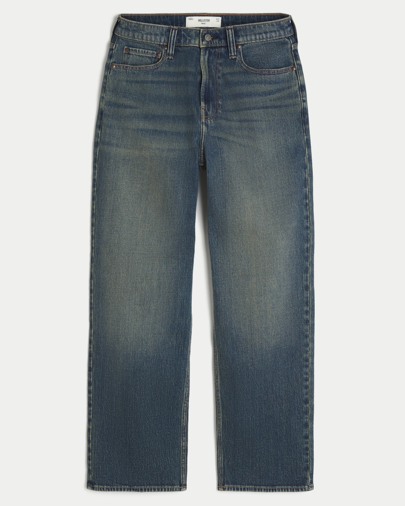 Dark Wash Embroidered Baggy Jeans