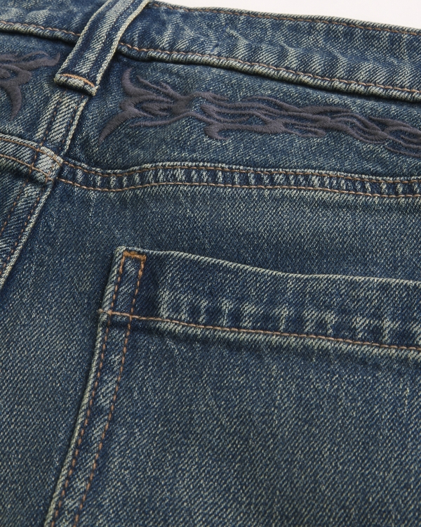 Dark Wash Embroidered Baggy Jeans, Dark view 2