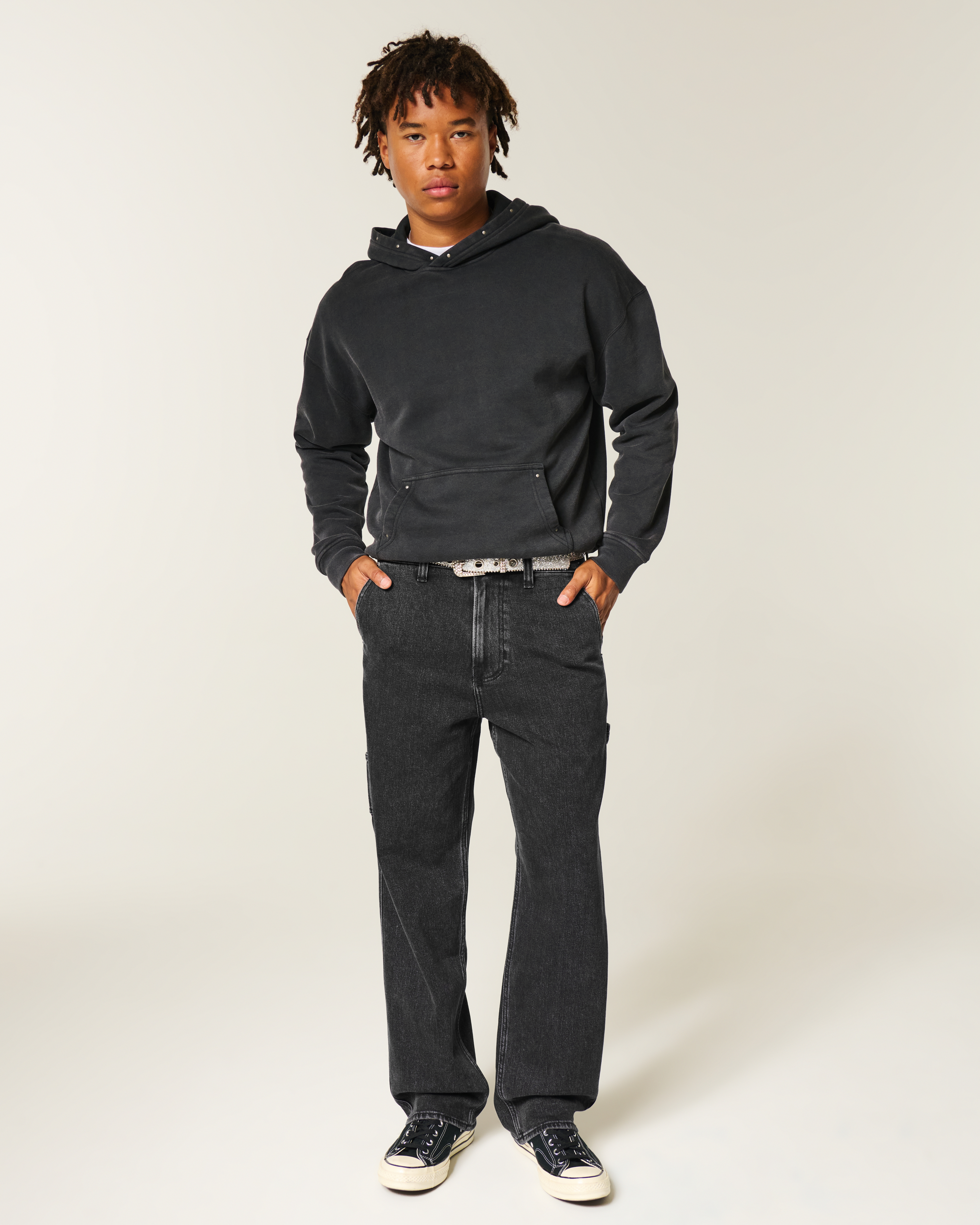 Washed Black Baggy Painter Jeans