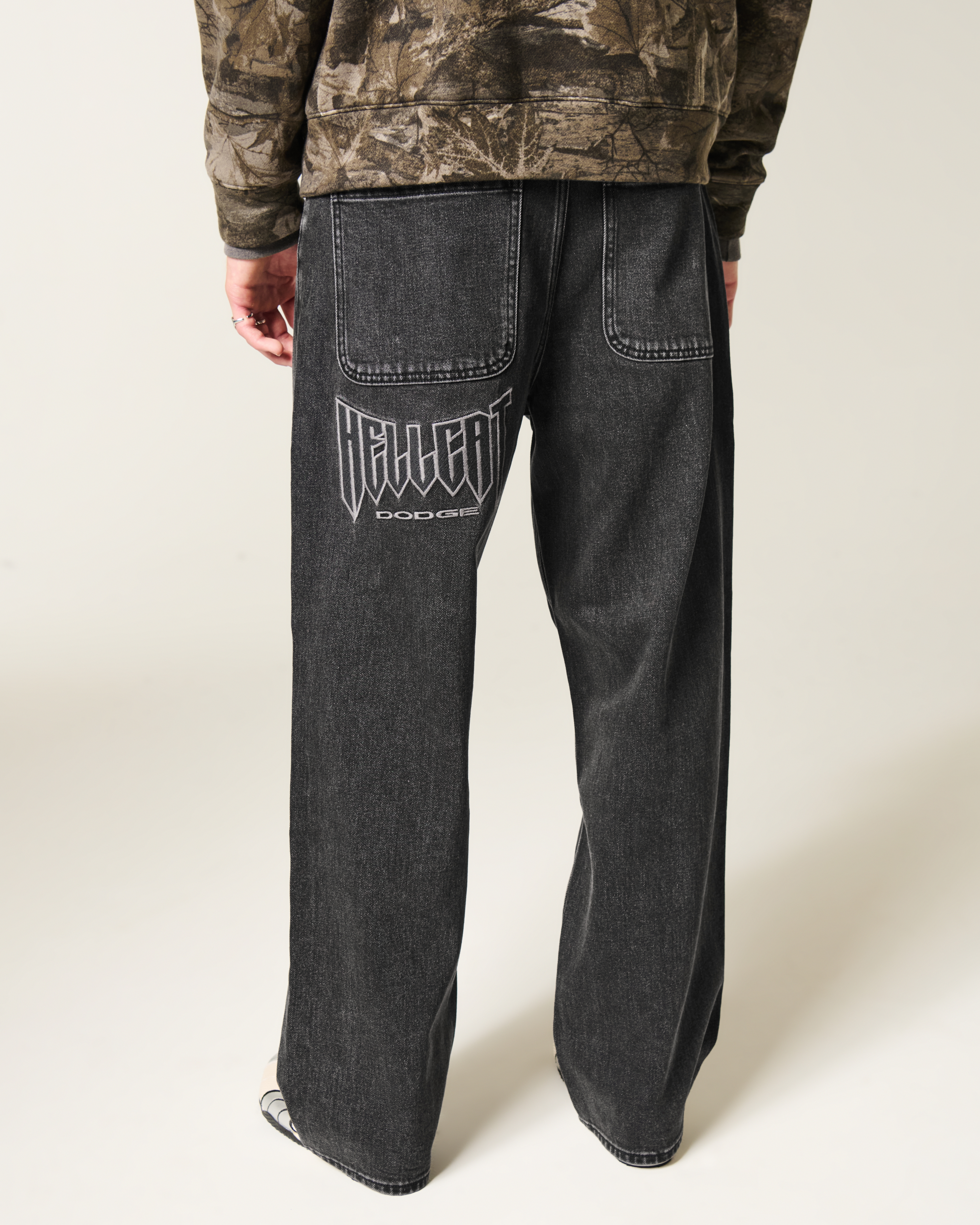 Washed Black Dodge Hellcat Graphic Baggy Jeans