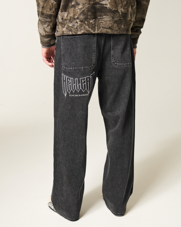 Washed Black Dodge Hellcat Graphic Baggy Jeans, Washed Black view 1