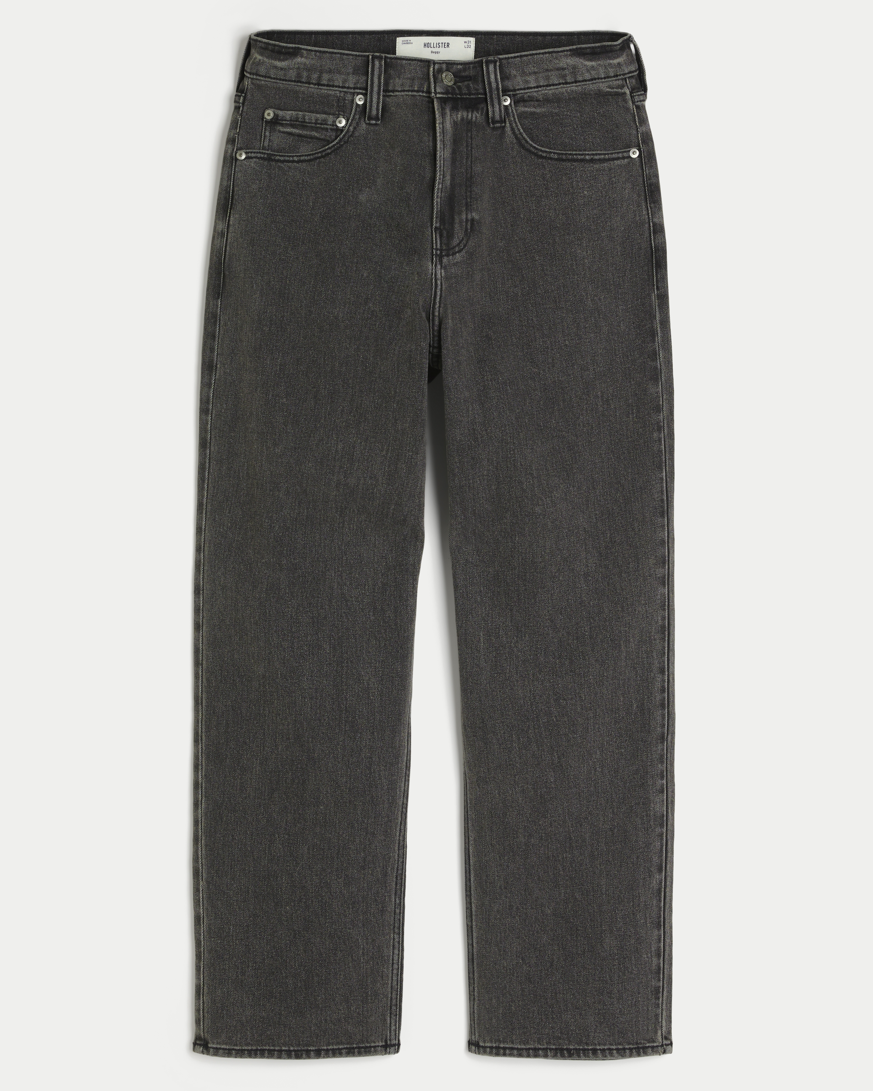 Washed Black Logo Graphic Baggy Jeans