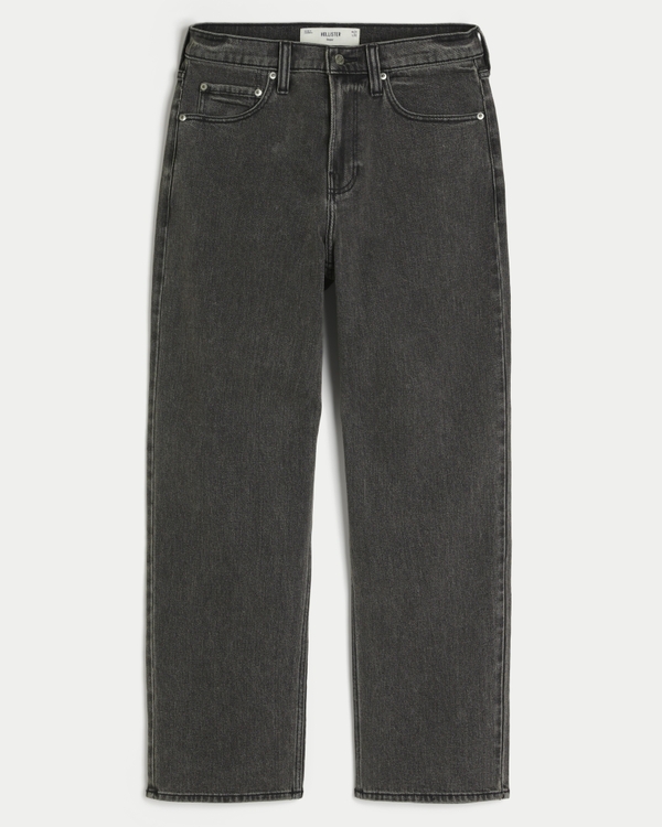 Washed Black Logo Graphic Baggy Jeans