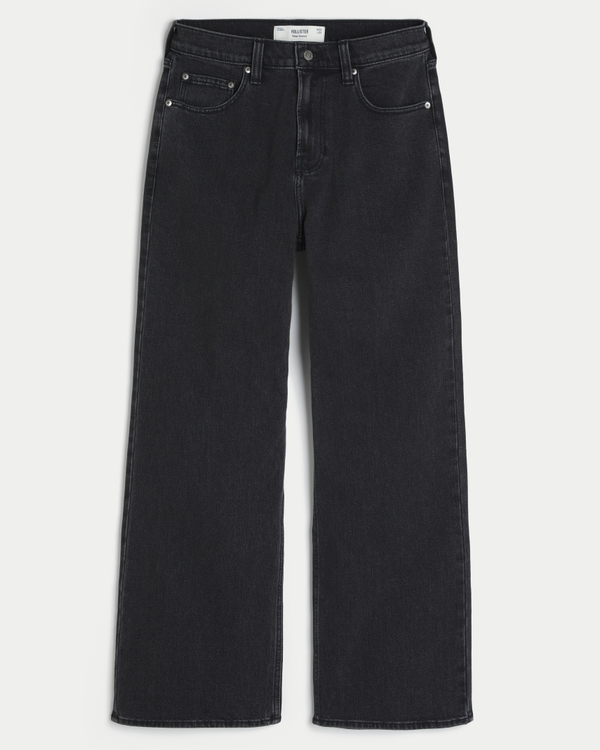 Washed Black Baggy Bootcut Jeans, Washed Black view 1