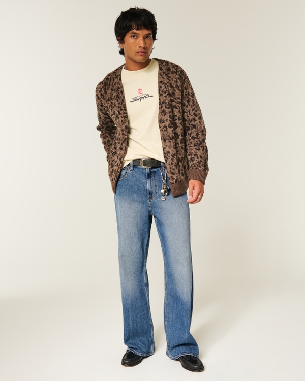 Medium Wash Baggy Bootcut Jeans, Medium view 1