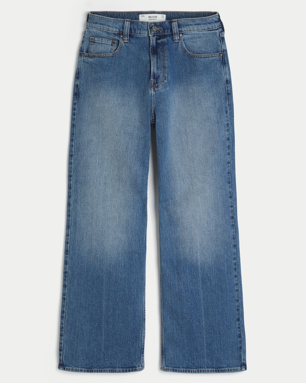 Baggy Bootcut-Jeans in mittlerer Waschung, Mittel view 1