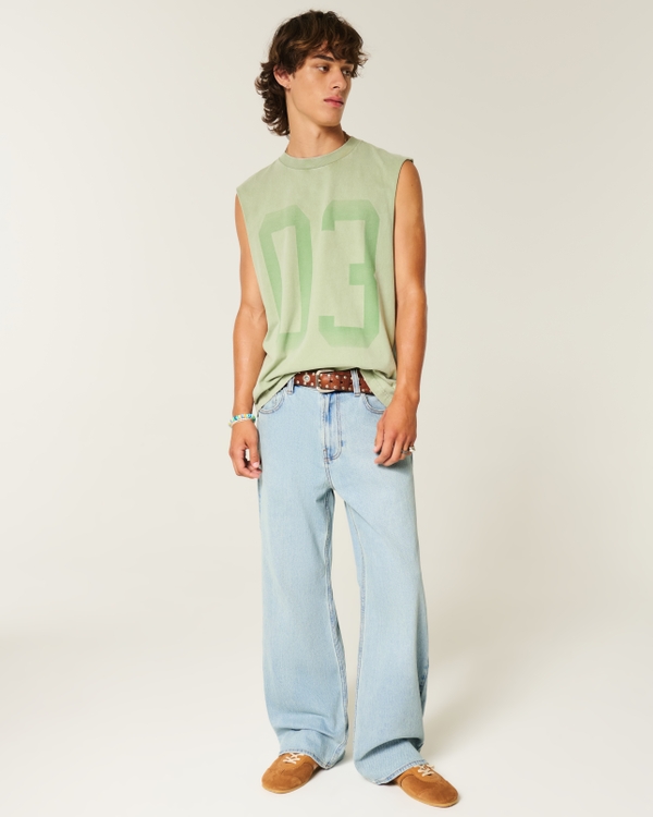 Baggy-Bootcut-Jeans in heller Waschung, Hell view 1