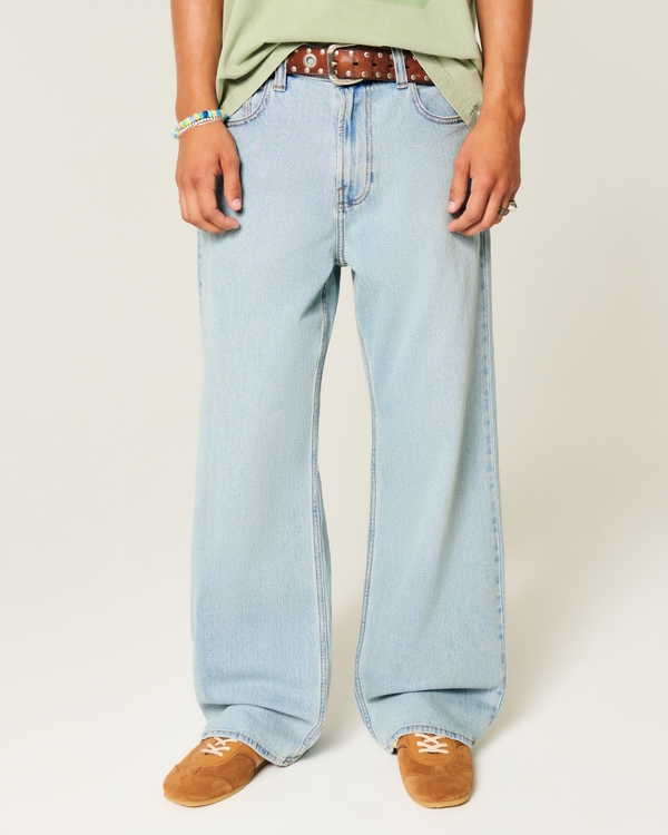 Baggy-Bootcut-Jeans in heller Waschung, Hell view 2