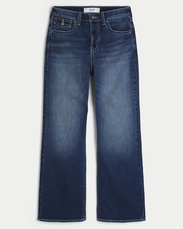 Dark Wash Baggy Bootcut Jeans, Dark view 1